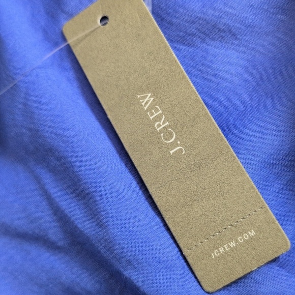 J. Crew Pleated A Line Sleeveless Blue Chevron Blue Cotton Dress, size 10 NWT - Picture 10 of 12